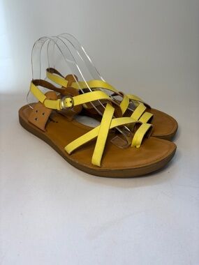 Baretraps Hoops Strappy Yellow Leather Sandals Size 10